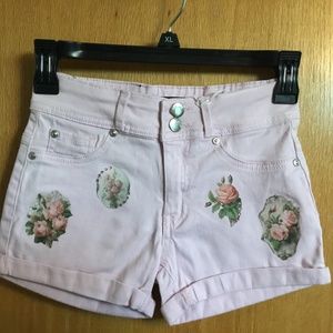 Pink denim shorts